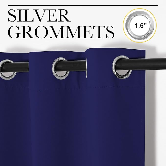 NICETOWN Window Drapes Long Curtains - Living Room Panels Grommet Top Window Treatment for Hall & Guest Room (Navy Blue, 42 inches Wide x 95 inches Long, 2 Pieces)