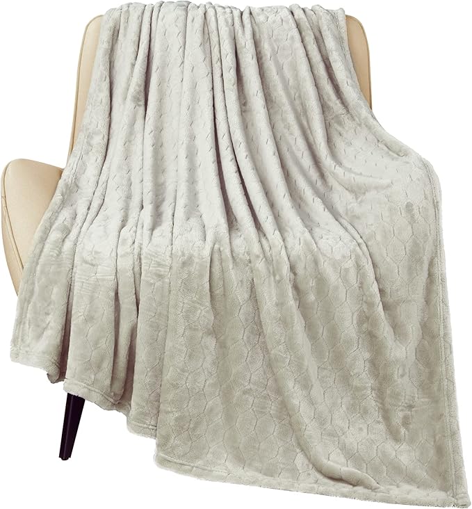 TOONOW Fleece Blanket Super Soft Cozy Throw Blanket 50" x 60", Lightweight Fuzzy Comfy Textured Flannel Blanket Warm Plush Throw Blankets for Couch, Sofa, Bed, Pumice Stone