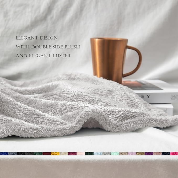 Exclusivo Mezcla Plush Fuzzy Fleece Bed Blanket King Size, Super Soft, Fluffy and Warm Blankets for Couch, Bed, All Season (Light Grey, 90x104 Inches)