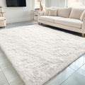 OLANLY 5x9 Machine Washable Large Area Rugs for Living Room, Bedroom, Soft Fluffy Shaggy Bedside Rug, Indoor Floor Carpet for Kids Girls and Boys, Dorms, Nursery, Home Decor Aesthetic, Ivory