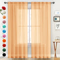 SpaceDresser Basic Rod Pocket Sheer Voile Window Curtain Panels White 1 Pair 2 Panels 60 Width 63 Inch Long for Kitchen Bedroom Children Living Room Yard（Beige，60Wx 63L）