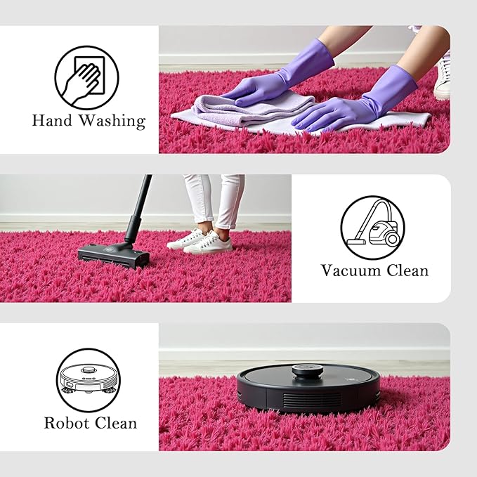 Rugs for Bedroom 4x6, Alfombras para Salas Shag Large Plush Soft Area Rug, Shaggy Carpets for Livingroom, Kids Boys Girls Home Decor Aesthetic(Hot Pink, 4 x 6)