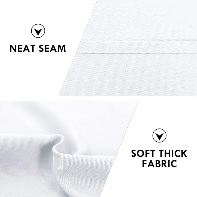 DWCN White Curtains for Living Room Thermal Insulated, Energy Saving & Noise Reducing Bedroom Curtains, White, W 52x L 36 Inch, Set of 2 Rod Pocket Curtain Panels