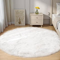 Goolela White Round Area Rug 6ft Fluffy Fuzzy Circle Sheepskin Rug for Bedroom Living Room Faux Fur Furry Carpet Luxury Plush Washable