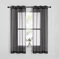 NICETOWN Sheer Curtains for Bedroom Windows, Grommet Casual Soft Voile Sheer Panels with Light Filter Window Treatments for Boy's Room/Bedroom, Black, Set of 2, W37 x L63