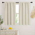 RYB HOME Short Curtains for Bedroom, Room Darkening Insulated Summer Heat Light UV Blocking Energy Saving Drapes for Nursery, Width 34 by Length 45, Beige, Set of 2