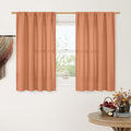LAMIT Short Linen Curtains 45 Inches Long for Cafe 2 Panels, Terracotta Light Filtering Privacy Panels Rod Pocket Neutral Fall Decor Drapes for Bedroom/Window/Loft Room, 42 x 45 Inch