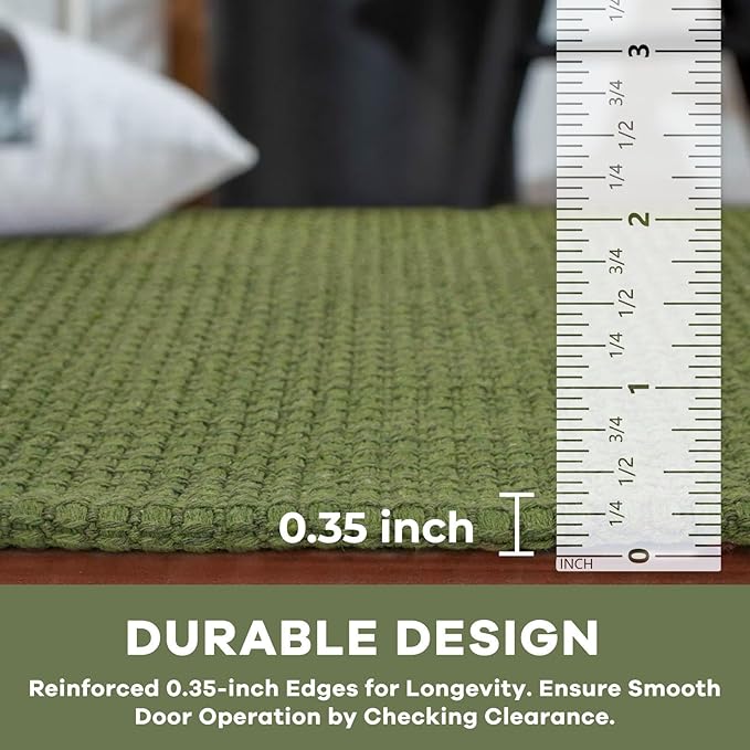 KOZYFLY Washable Area Rug 5x7 ft Rubber Backed Non Slip Rugs for Living Room Braided Cotton Bedroom Rug Woven Office Rugs Indoor Floor Carpets for Dining Bedroom Living Room, Bright Green/Earthy Green