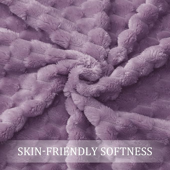 Exclusivo Mezcla Fleece Queen Blanket for Bed, Extra Large Fuzzy Grayish Purple Bed Blankets, Soft Cozy Plush Sofa Throws for All Seasons, 90x90 Inches