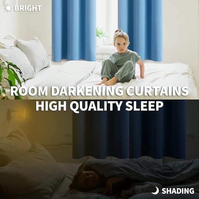 BGment Room Darkening Curtains 84 Inches Long - Grommet Thermal Insulated Drapes Window Treatment Curtains for Bedroom, 2 Panels, 52 x 84 Inch, Sky Blue