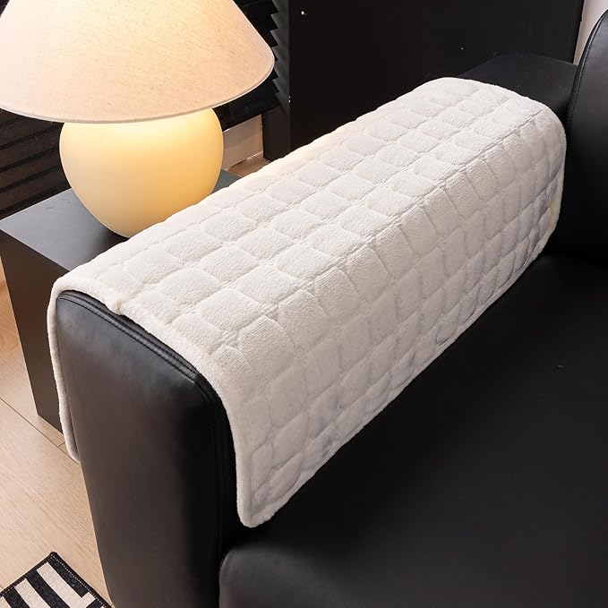 Velvet Couch Cover, Washable Sectional Sofa Cover, Anti Slip Sofa Slipcover for 3 Cushion Couch Sofa L Shaped Armrest Backrest, Furniture Protector Covers for Pets Kids(White, Only 1 PCS)