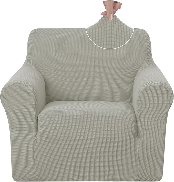 U-NICE HOME Stretch Recliner Chair Cover, Pet Friendly Armchair Slipcover Furniture Protector, Washable Couch Cover, Taupe