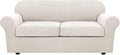 H.VERSAILTEX 3 Piece Stretch Sofa Covers for 2 Cushion Sofa Couch Covers for Living Room Sofa Slipcovers (Base Cover Plus 2 Seat Cushion Covers) Thicker Jacquard Fabric(Large Sofa, Ivory)