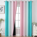 Estelar Textiler Pink and Teal Blackout Curtains 102 Inch Length 2 Panels Set, Thermal Insulated Ombre Grommet Drapes for Bedroom, Full Room Darkening Gradient Curtains for Living Room, 52Wx102L
