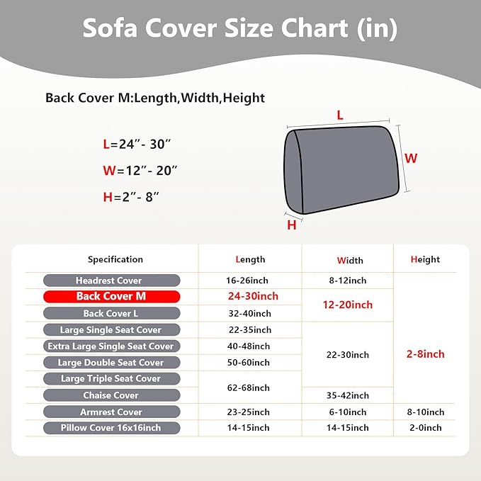 Couch Cushion Covers for Sofa Couch Covers Wear-Resistant Universal Sofa Cover Washable Stretch for Sectional Slipcovers (Texture-Light Gray,Back Cover M)