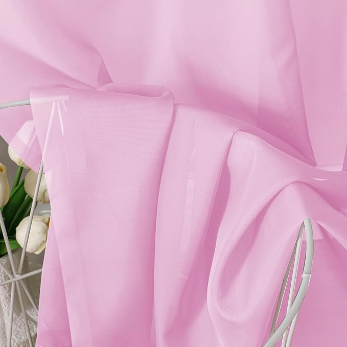 Chyhomenyc Pink Sheer Curtains 120 Inches Long - Light Filtering Voile Extra Long Panel Drapes for Floor to Ceiling Window, Elegant Soft Living Room Curtains, Each 42Wx120L Inch, 10FT, 2 Panels