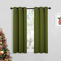 NICETOWN Christmas Bedroom Curtain Panels Blackout Draperies, Thermal Insulated Solid Grommet Blackout Drapes for Window Decoration (1 Pair, 29 by 45 inches, Olive Green)