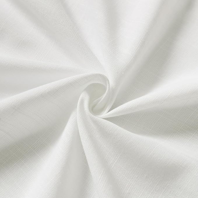 Nanspring Off White Cafe Curtains 54 Inch Length Set 2 Panel Back Tab Pocket Semi Sheer Drapes Short Linen White Curtain Tiers for Small Bathroom Window Basement Kitchen Door 38x54