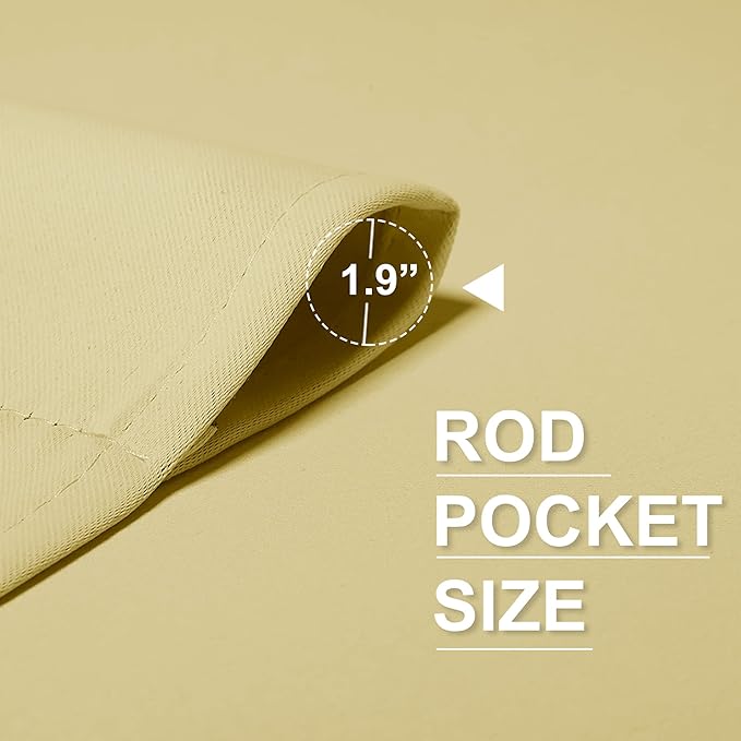 RYB HOME Blackout Curtains for Bedroom - Thermal Insulating Privacy Window Curtains for Kids Nursey Dining Bathroom Home Office Decor, Width 42 x Length 45 inches, Light Yellow, 2 Panels