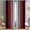 Yakamok Red and Greyish White Ombre Curtains, Room Darkening Gradient Color Curtains for Bedroom, Light Blocking Thermal Insulated Window Drapes for Living Room(2 Panels, 52x84 Inch)