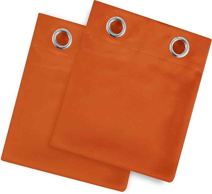 LEMOMO Orange Thermal Blackout Curtains/52 x 72 Inch/Set of 2 Panels Room Darkening Curtains for Bedroom