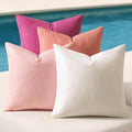 MIULEE Pack of 4 Decorative Outdoor Throw Pillow Covers Linen Waterproof Pillow Covers Spring Valentine Farmhouse Cushion Cases for Patio Garden Tent Balcony Couch Sofa 16x16 inch Pink