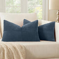 MIULEE Blue Decorative Lumbar Throw Pillow Covers 12x20 Inch for Couch Bed Sofa Pack of 2 Boho Farmhouse Throw Pillows Soft Cross Corduroy Patchwork Textured Cushion Cases