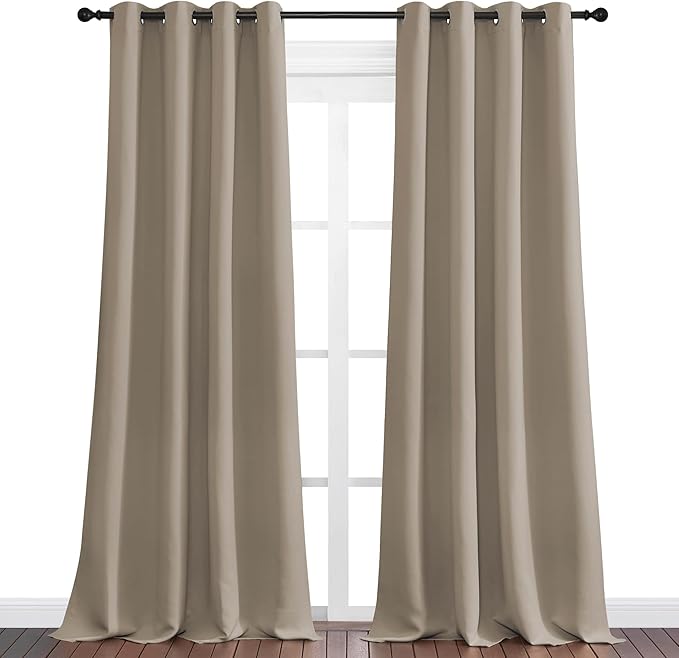 NICETOWN Taupe Blackout Curtains 102" Long, 55" Wide, 2 Pieces for Office, Dining, Guest Room - Sound Reducing, Heat and Cold Block Panels for Modern Decorative