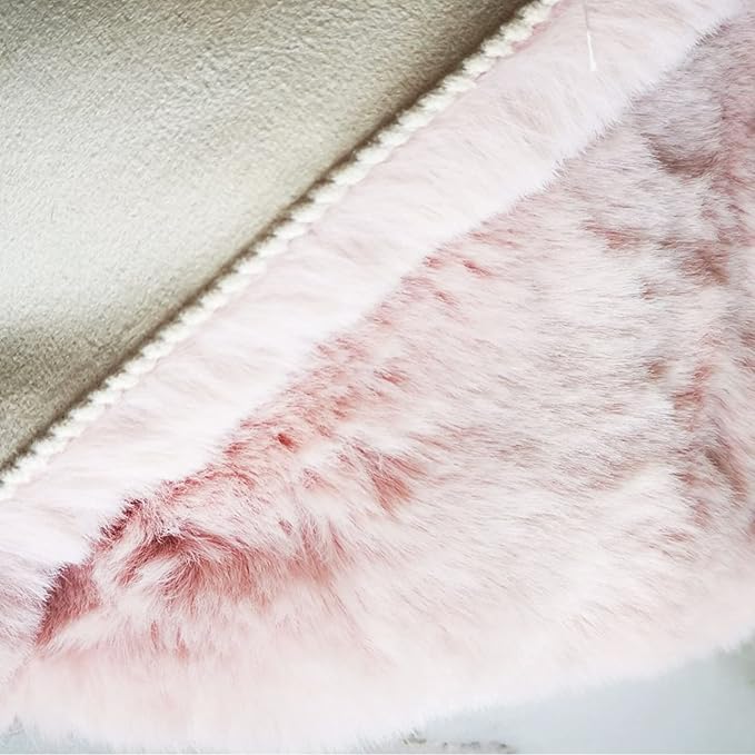 Ghouse Ultra Soft Faux Rabbit Fur Rug, Machine Washable Area Rugs for Bedroom Fluffy Rugs for Living Room, No-Shedding Carpet Sheepskin Runner Rugs Pink 2 x 8 Feet