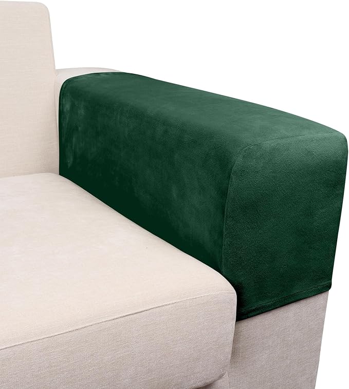 Couch Arm Covers 2 Pcs Sofa Armrest Covers Stretch Couch,Armrest Cover for Chairs Scratch-Resistant Sofa Arm Cover Armchair Slipcovers,Christmas Green