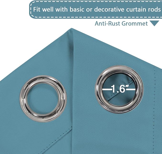 H.VERSAILTEX Blackout Patio Curtains 100 x 84 Inches for Sliding Door Extral Wide Blackout Curtain Panels Thermal Insulated Room Divider - Grommet Top, 7' Tall by 8.5' Wide - Storm Blue