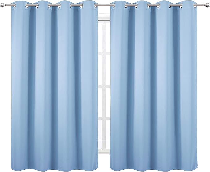 LEMOMO Sky Blue Thermal Blackout Curtains/52 x 54 Inch/Set of 2 Panels Room Darkening Curtains for Bedroom