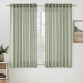 MIULEE Sage Linen Curtains 63 Inch Length 2 Panels for Bedroom Living Room,Green Soft Thick Linen Textured Kitchen Window Drapes Semi Sheer Light Filtering Back Tab Rod Pocket Burlap Look Decor