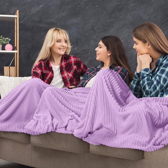 Buryeah 6 Pcs Flannel Throw Blanket Bulk 50 x 60 in Sleepover Blanket Outdoor Wedding Throw Lightweight, Oeko-tex Standard 100 Certified for Sofa Homeless Gifts (Lavender Purple)