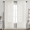 Nanspring Beige White Linen Curtains for Living Room 78 Inches Long Back Tab and Rod Pocket Light Filtering Semi Sheer Curtain Rustic Farmhouse Decor Luxury Drapes for Bedroom Office 52x78, 2 Panels