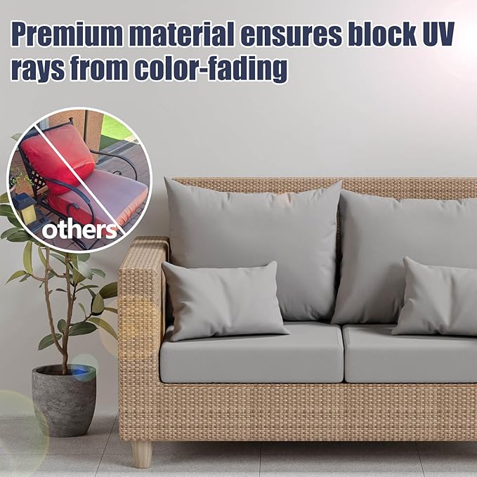 8Pcs Stretch Patio Cushion Covers, Outdoor Couch & Sofa Replacement Slipcovers for Patio Furniture Cushion Covers, Washable Reusable Furniture Protector