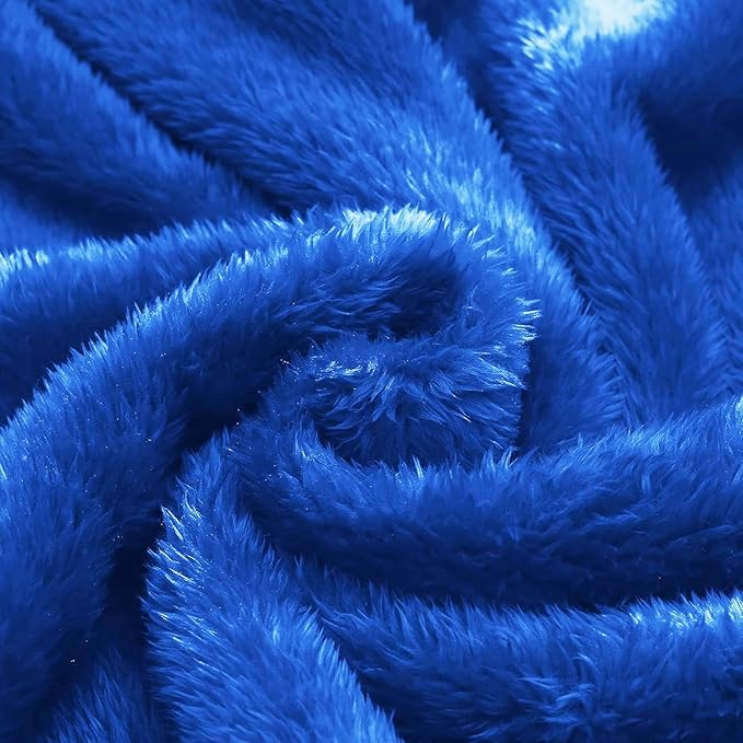 Exclusivo Mezcla Plush Fuzzy Fleece Throw Blanket, Super Soft, Fluffy and Warm Blankets for Couch, Bed, All Season Use (40x50 Inches, Cobalt Blue)