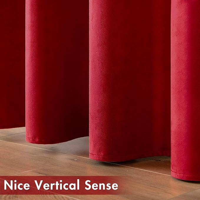 MIULEE Christmas Red Velvet Curtains Elegant Grommet Curtains Thermal Insulated Soundproof Room Darkening Curtains/Drapes for Classical Living Room Bedroom Decor 52 x 72 Inch Set of 2