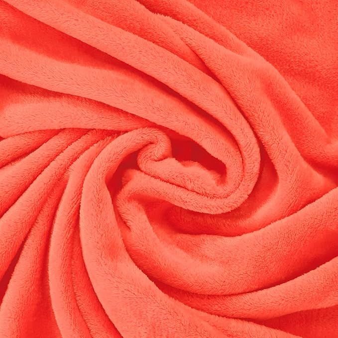 Exclusivo Mezcla Fleece Throw XL Blanket for Couch, Sofa, Super Soft and Warm Coral Orange Blankets, All Season, Cozy, Plush, Lightweight, 50x70 Inches