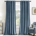 MIULEE Velvet Curtains 108 inches - Luxury Blackout Curtains for Bedroom Living Room Thermal Insulated Super Soft Window Drapes Rod Pocket & Back Tab, Stone Blue, W52 x L108 inches, 2 Panels