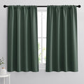 RYB HOME Short Blackout Curtains for Bedroom, Room Darkening Insulated Summer Heat Light UV Blocking Energy Saving Drapes for Nursery, Width 42 by Length 48, Dark Green, Set of 2