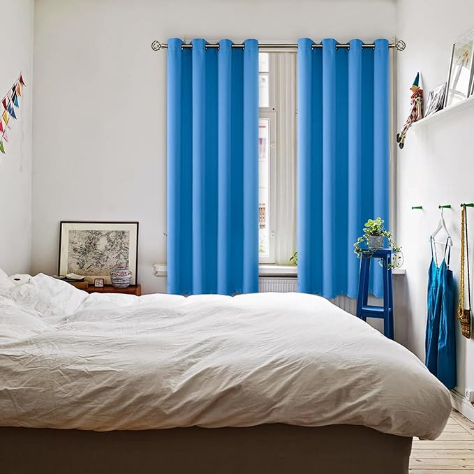 BGment Room Darkening Curtains 63 Inches Long - Grommet Thermal Insulated Drapes Window Treatment Curtains for Bedroom, 2 Panels, 52 x 63 Inch, Classic Blue