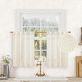 LAMIT Cafe Linen Curtains 30 Inch Length for Kitchen Windows Over Sink, Cream Ivory Semi Sheer Light Filtering Panels Back Tab and Rod Pocket Drapes for Small Window, 2 Panels, 34 x 30 Inch