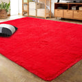 LOCHAS Ultra Soft Indoor Modern Area Rugs Fluffy Living Room Carpets for Children Bedroom Home Decor Nursery Rug 6x9 Feet, Red