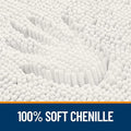 Bath Rug 44 x 24 Inch Ivory Chenille, Quick-Dry Absorbent Mat