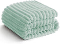 HIMEET Sage Green Ribbed Twin Blanket for Bed - 300GSM Lightweight Soft Fleece Blanket for Women, Blankets Graduation Birthday Gifts, Striped Spring Home School Dorm Decor, Sage Green, 60x80 Inches