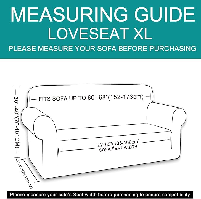 U-NICE HOME Oversized Stretch Loveseat Couch Cover Sofa Covers Washable Sofa Slipcover Furniture Protector for 2 Cushion Couch Sofa Pet Friendly, Taupe