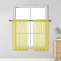 OWENIE Short Lemon Sheer Curtains 36 Inch Length 2 Panels Set, Kitchen Tiers Curtains Light Filter Rod Pocket Voile Cafe Curtain for Basement Bathroom Small Half Window, 42" W x 36" L, Lemon