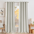NICETOWN Faux Linen Natural Blackout Curtains 84 inches Long for Living Room - Privacy Panels for Bedroom, Modern Farmhouse Style Easy Care Grommet Top, 2 Panels, W52 by L84