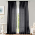OWENIE Extra Long Black Sheer Curtains 144 inch 2 Panels Set, Translucent Backdrop Window Scarf Drapes for Canopy Bed/Wedding/Living Room/Anniversary, 12FT Length, Each 59Wx144L in, 2PCS